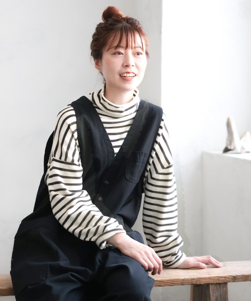 「soulberry」 長袖ニット 3L ブラック×ホワイト レディース_画像7