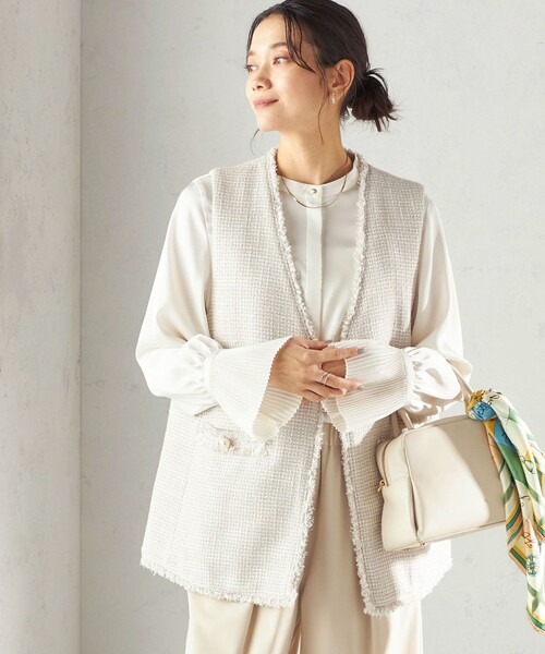 SHIPS（シップス） ベスト ジレ トライスピン 杢 ツイード カラーレス