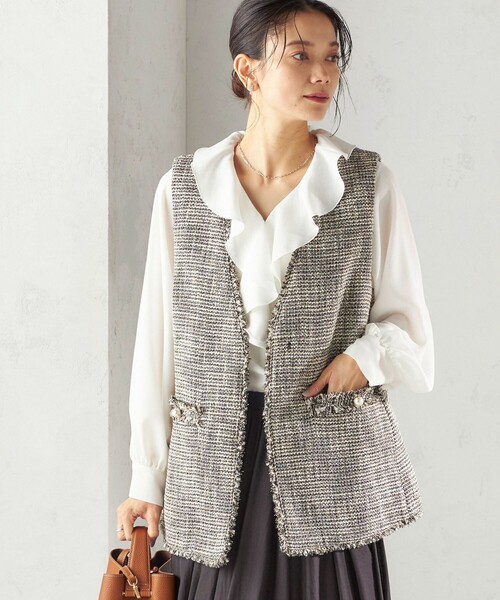 SHIPS（シップス） ベスト ジレ トライスピン 杢 ツイード カラーレス