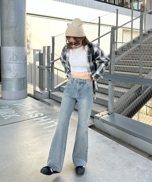 「RAY CASSIN」 デニムパンツ S ネイビー レディース_画像3