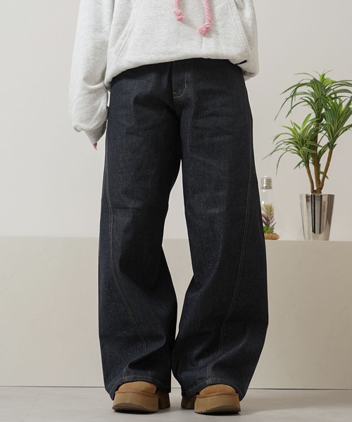 【希少レア】Y2K バギー カーブ スラブ織りデニムパンツ ワイドパンツ ジーンズ デニム バギー カーブパンツ / Denim Baggy