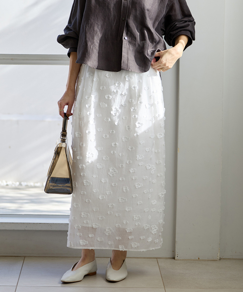 IENA（イエナ） スカート フラワージャガードタックスカート