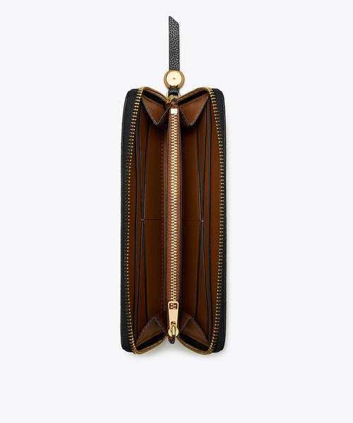 トリーバーチTモノグラムジャガードエンブロイダリージップコンチネンタルウォレット Tory Burch - トリーバーチTモノグラムジャガードエンブロイダリー