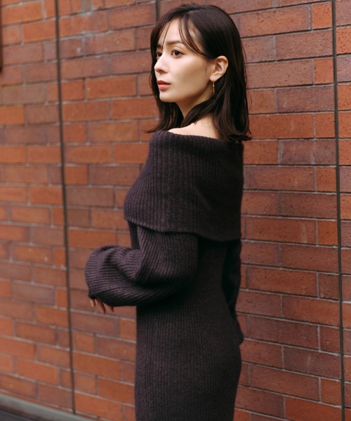 「anuans」 ニットワンピース SMALL グレー レディースの画像
