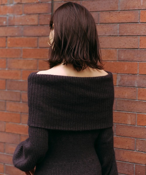 「anuans」 ニットワンピース SMALL グレー レディースの画像