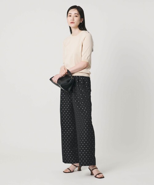 ワイドパンツ スラックス パンツ フラワー ジャガード 2タック ワイドパンツ ‐ウォッシャブル‐ レディースの画像