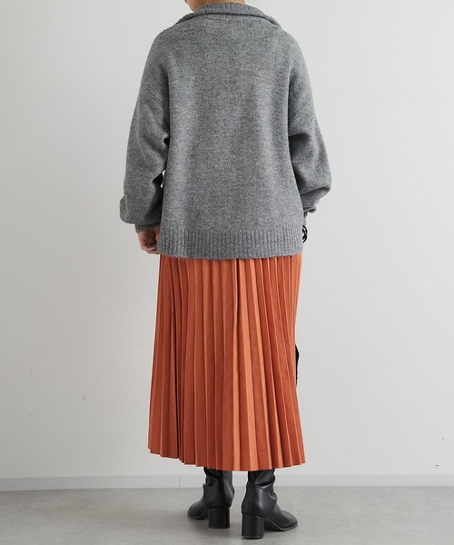 「un dix cors」 プリーツスカート FREE オレンジ レディース_画像9
