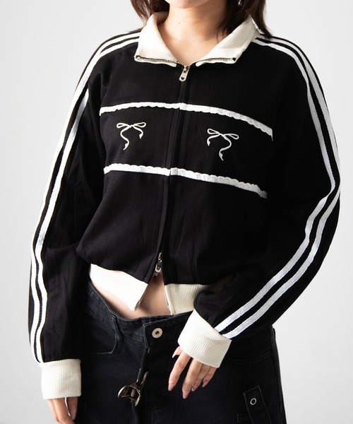 「.KOM」 ジャージブルゾン FREE ブラック レディース_画像9