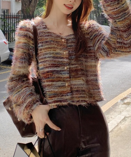 「LADY LIKE」 ニットカーディガン M ブルー レディース_画像7