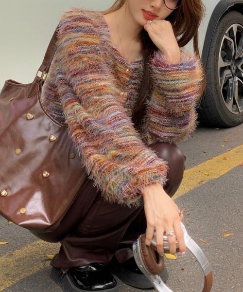 「LADY LIKE」 ニットカーディガン M ブルー レディース_画像9