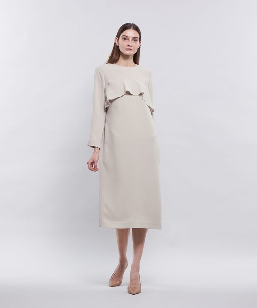 「EPOCA」 長袖ワンピース 40 ベージュ レディースの画像
