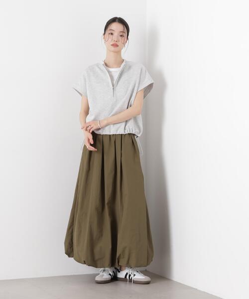 tシャツ 接触冷感ダンボールカットハーフジップトップス(セットアップ可) レディースの画像