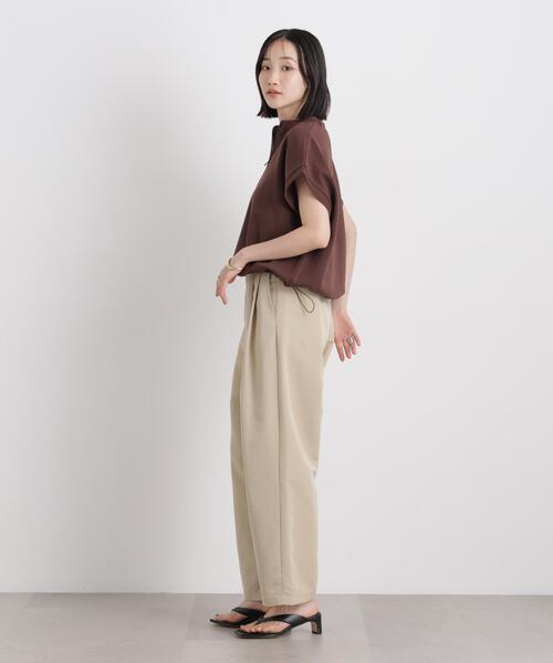 tシャツ 接触冷感ダンボールカットハーフジップトップス(セットアップ可) レディースの画像