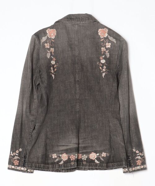 「SPORTMAX」 刺繍デニムジャケット 42 ブラウン レディース_画像2