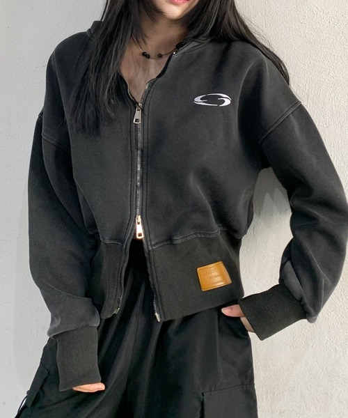 「lilful」 ジップアップパーカー M ブラック レディース_画像9