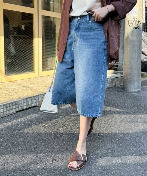 「fredy emue」 デニムハーフパンツ 36 ネイビー レディース_画像6