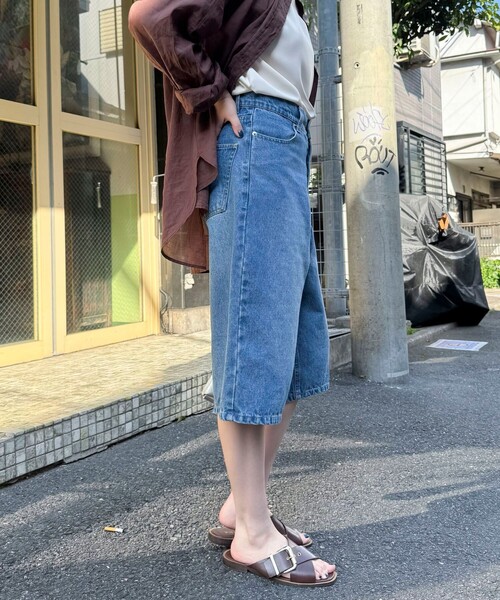 「fredy emue」 デニムハーフパンツ 36 ネイビー レディース_画像7