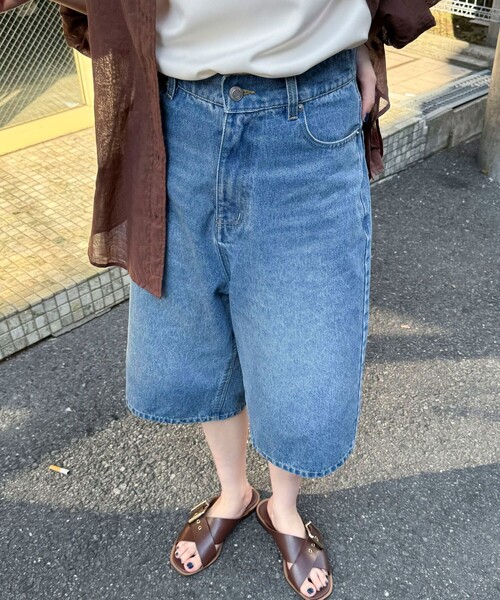 「fredy emue」 デニムハーフパンツ 36 ネイビー レディース_画像8