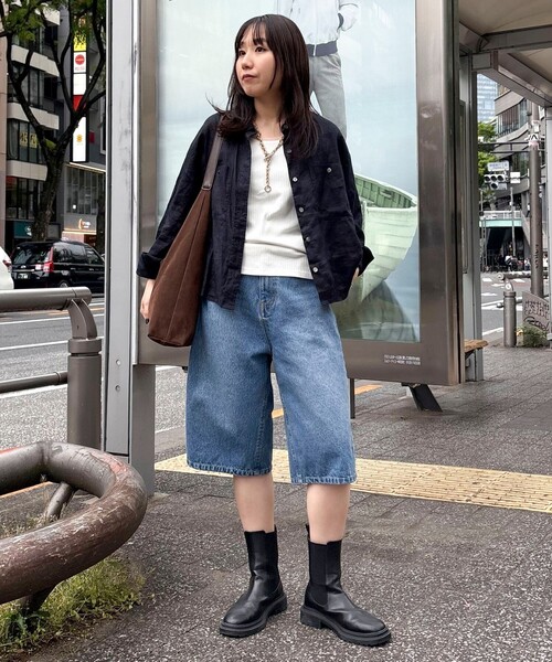 「fredy emue」 デニムハーフパンツ 36 ネイビー レディース_画像9