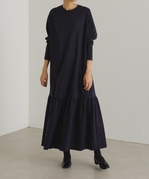 「BEARDSLEY」 長袖ワンピース フリー ネイビー レディース_画像3