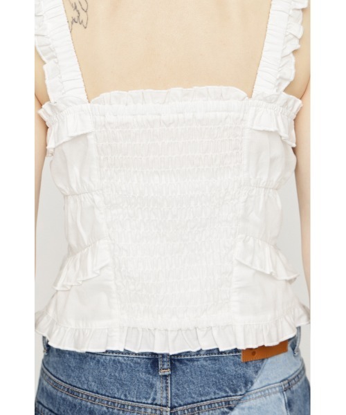 新品タグ付 SLY スライ 変形ブラウス フリル ホワイト 白 S SLY（スライ） ブラウス シャツ DUNGAREE SQUEEZE CAMI BLOUSE