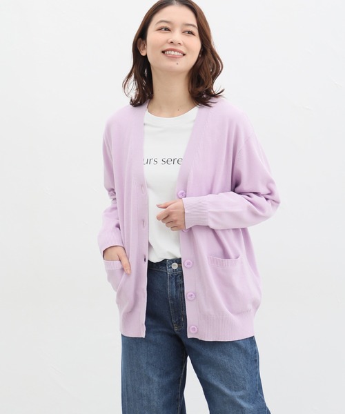 「Honeys」 「CINEMA CLUB」ニットカーディガン LL ベージュ レディース_画像9