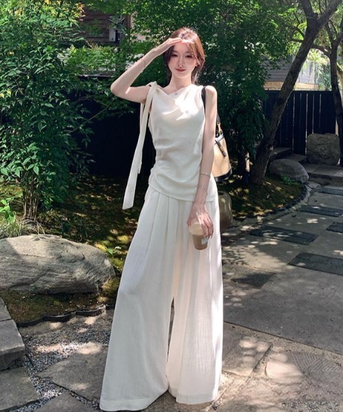 FAVORITO セットアップ ノースリーブトップスワイドパンツセットアップ