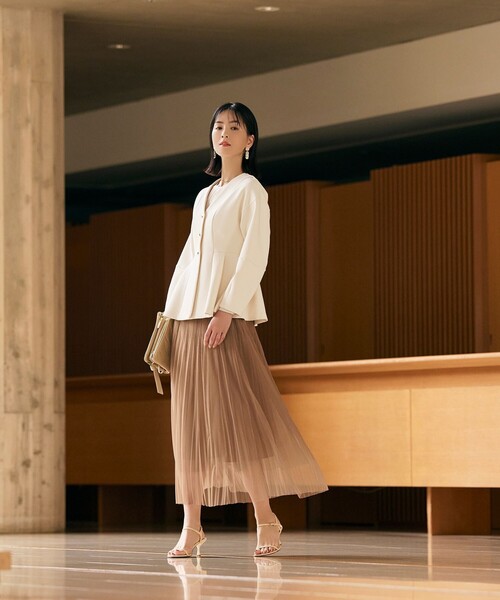 「BIANCA」 ノーカラージャケット 36 オフホワイト レディース_画像3