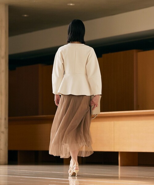 「BIANCA」 ノーカラージャケット 36 オフホワイト レディース_画像4