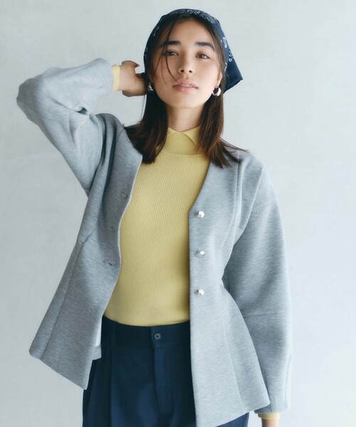 「BIANCA」 ノーカラージャケット 36 オフホワイト レディース_画像8