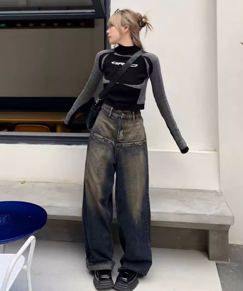 「ARULE」 デニムパンツ M インディゴブルー レディース_画像2
