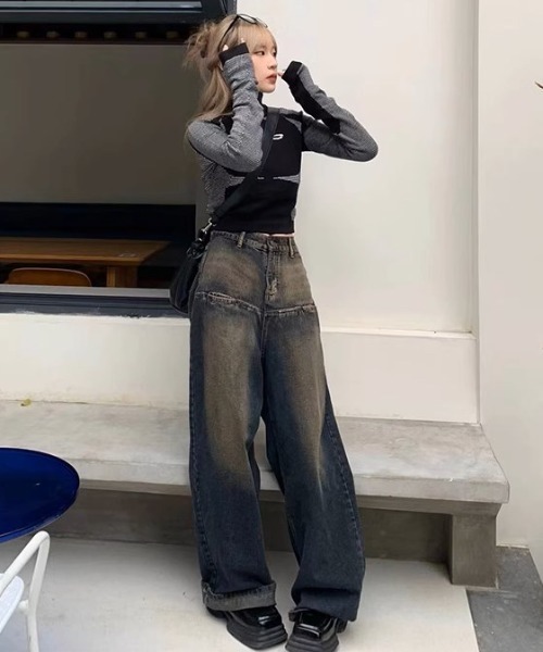 「ARULE」 デニムパンツ M インディゴブルー レディース_画像3
