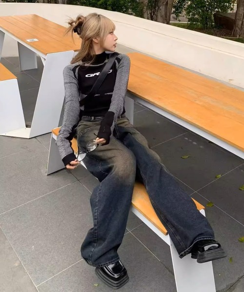 「ARULE」 デニムパンツ M インディゴブルー レディース_画像6