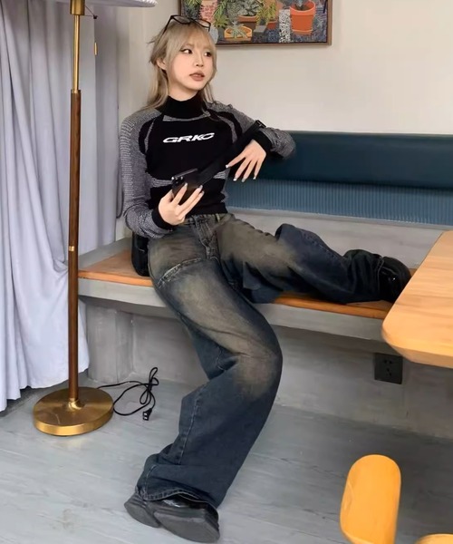 「ARULE」 デニムパンツ M インディゴブルー レディース_画像7