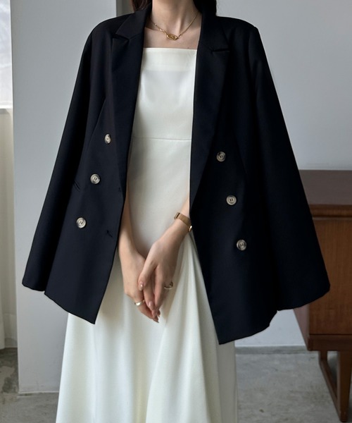 「Louere」 テーラードジャケット MEDIUM ダークベージュ レディース_画像3