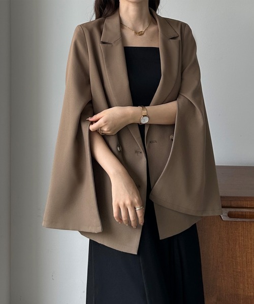 「Louere」 テーラードジャケット MEDIUM ダークベージュ レディース_画像9
