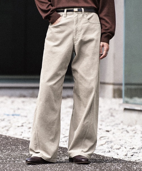 WYM LIDNM ワイドパンツ パンツ コーデュロイ CURVED CORDUROY 5P