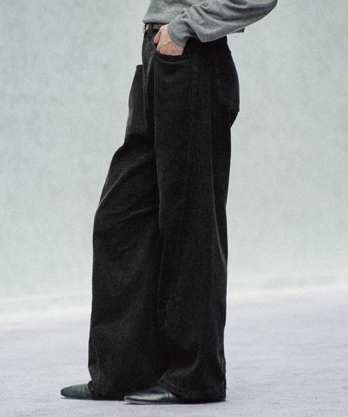 WYM LIDNM ワイドパンツ パンツ コーデュロイ CURVED CORDUROY 5P