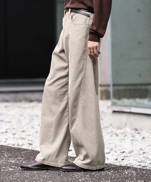 WYM LIDNM ワイドパンツ パンツ コーデュロイ CURVED CORDUROY 5P