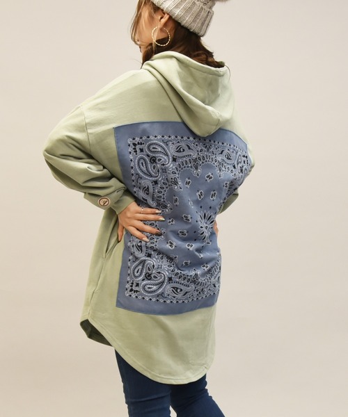 パーカー バンダナremakeBIG SWEAT チュニックPK レディース
