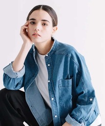 blanc basque ブラウス シャツ パールボタン ダンガリーデニム