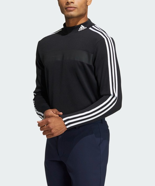 アディダスゴルフ】2022年ダンボール×スリーライン 長袖モックネックシャツXL adidas アディダス モックネックシャツ 長袖 メンズ ゴルフ