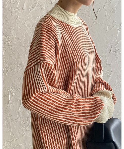 She's Closet ニット セーター バイカラーストライプリブ編み