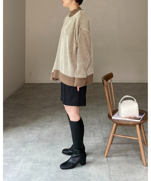 She's Closet ニット セーター バイカラーストライプリブ編み