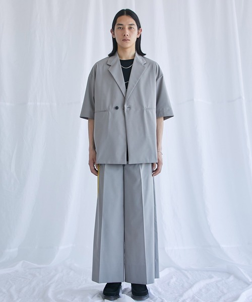PUBLIC TOKYO 含浸ベルテッドワイドパンツ　サイズ1 美品 PUBLIC TOKYO スラックス 「セットアップ対応」含浸ベルテッド