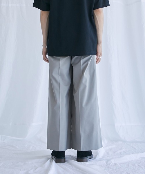 ★超高級ウール　美品◎シティ　ワイド　スラックス　ストレート　ブラック　М WIDE-LEG TAILORED WOOL TROUSERS ワイドレッグ テーラード