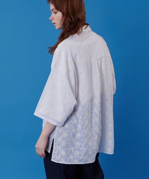 ONCILY（オンシェリー） シャツ JACQUARD EMBROIDERED SHEER SHIRT 