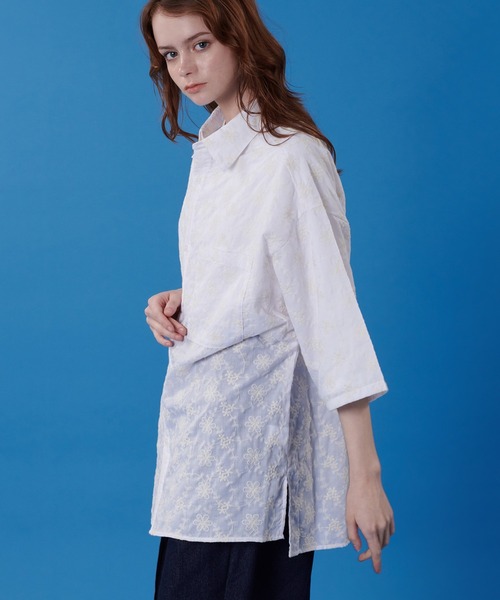 ONCILY（オンシェリー） シャツ JACQUARD EMBROIDERED SHEER SHIRT 
