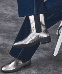 アルフレッド・バニスター（alfredoBANNISTER）/スクエアトゥ サイドゴア ホイル ロング レザー ブーツ alfredoBANNISTER（アルフレッドバニスター） ブーツ スクエアトゥ