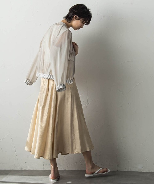 socolla（ソコラ） スカート ラメステッチパネルフレアスカート